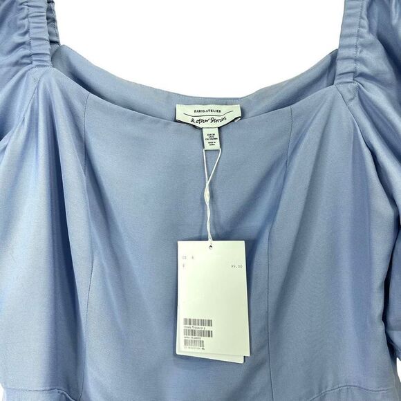 NEW & OTHER STORIES Bold Shoulder Mini Dress In Cornflower Blue-blues Sz 6 - Picture 4 of 9